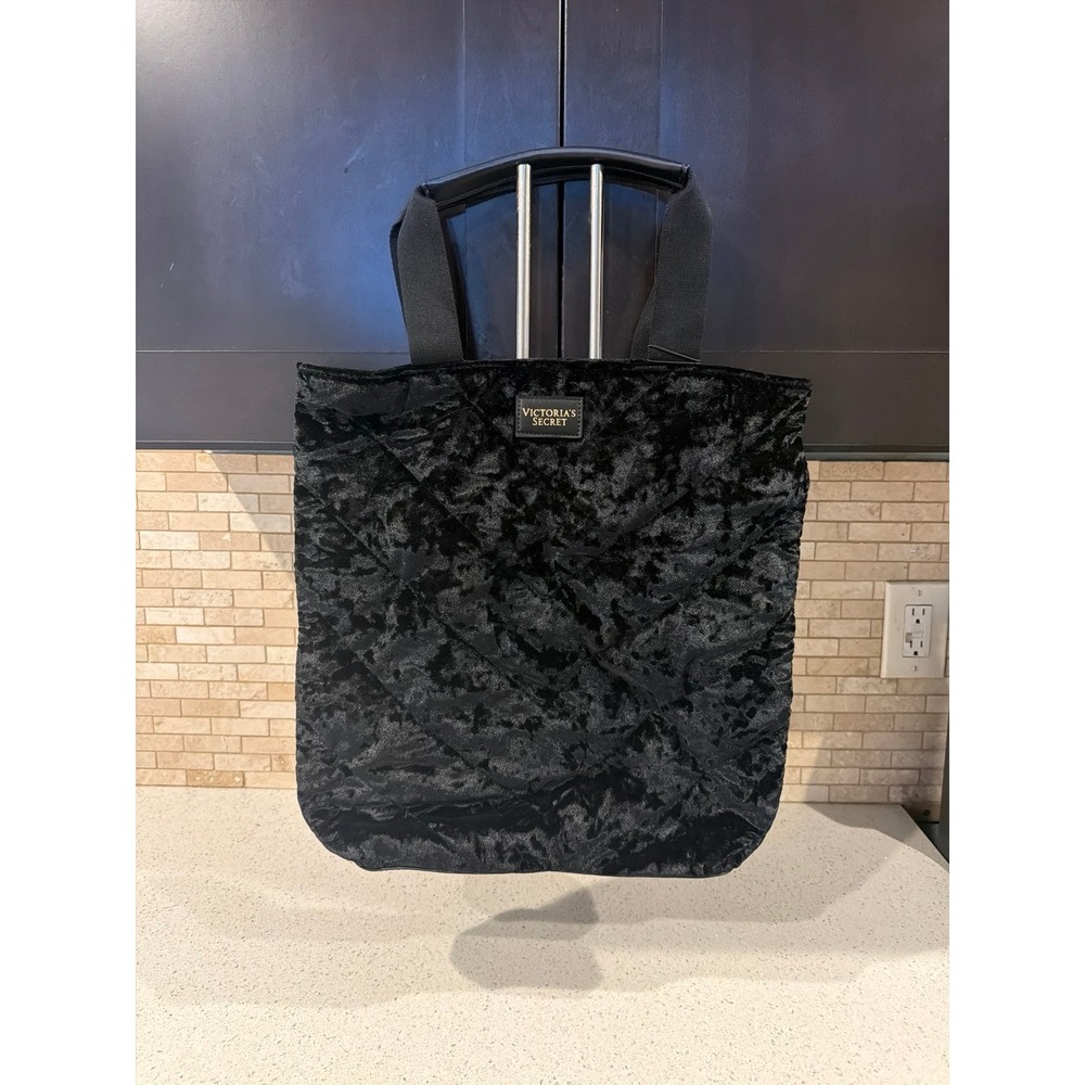 Victorias Secret Velvet Tote‎ Bag Black NWT